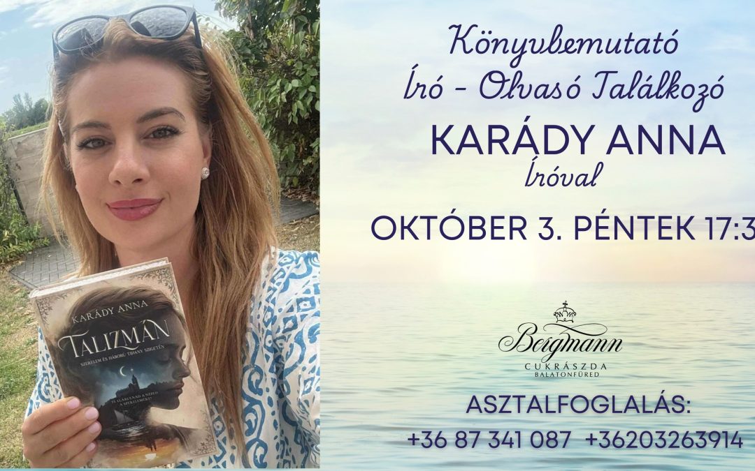 Könyvbemutató és dedikálás 2025.10.03. 17:30 Bergmann Cukrászda (Petőfi Sándor u. 64.)