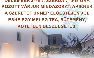 Tea, sütemény, kötetlen beszélgetés 2025.12.24. 15:00 Zsidó Kiválóságok Háza