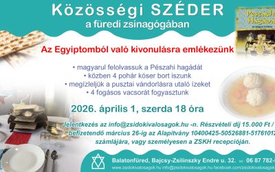 Közösségi Széder 2026.04.01. 18:00 Zsidó Kiválóságok Háza